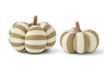 Load image into Gallery viewer, Large Khaki &amp; Cream Knit Horizontal Stripe Pumpkin
