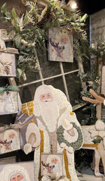 Load image into Gallery viewer, Santa Claus White and Gold Saint Nicholas Metal Shimmering Stake 33.5”h
