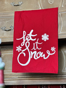 Christmas Let It Snow Red Table Runner