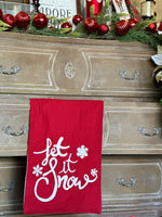 Load image into Gallery viewer, Christmas Let It Snow Red Table Runner
