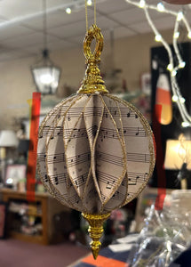 Ornaments Finial Musical Notes Black and White with Gold Large Ornament Set of 3