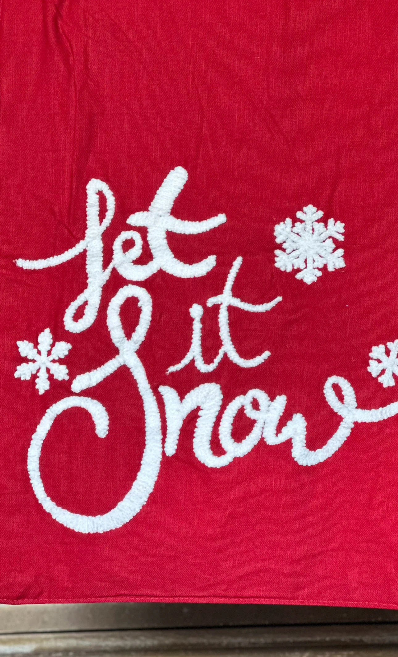 Christmas Let It Snow Red Table Runner