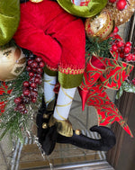 Load image into Gallery viewer, Santa Traditional Elegant Red, Black, and Gold Christmas Wreath Swag
