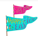 Load image into Gallery viewer, Happy Easter &amp; Hello Peeps Metal Pennant Outdoor Stakes
