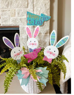 Load image into Gallery viewer, Happy Easter &amp; Hello Peeps Metal Pennant Outdoor Stakes
