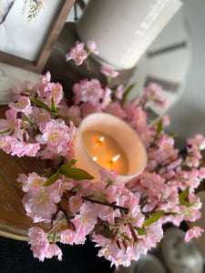 Pink Cherry Blossom Candle Rings 14” dia, 4” center