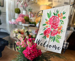 Load image into Gallery viewer, Bright Pink Roses Welcome Outdoor Flag
