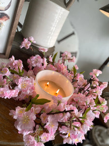 Pink Cherry Blossom Candle Rings 14” dia, 4” center