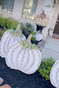 Large Classic Cream Pumpkins Set of 2 Metal Stake