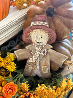 Load image into Gallery viewer, Fall Scarecrow in Brown &amp; Cream Natural Tones with stake
