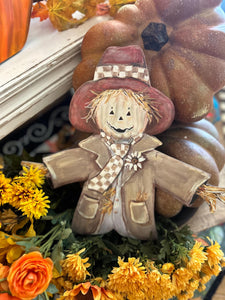 Fall Scarecrow in Brown & Cream Natural Tones with stake