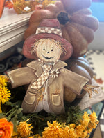 Load image into Gallery viewer, Fall Scarecrow in Brown &amp; Cream Natural Tones with stake
