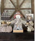 Load image into Gallery viewer, Fall Scarecrow in Brown &amp; Cream Natural Tones with stake
