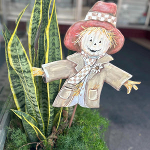 Fall Scarecrow in Brown & Cream Natural Tones with stake