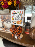 Load image into Gallery viewer, Bow Whimsical Mini Print Bow Orange, and Black Scroll Halloween Bow
