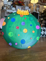 Load image into Gallery viewer, Large Green Polka Dot Bulb Ornament Yard Metal Stakes
