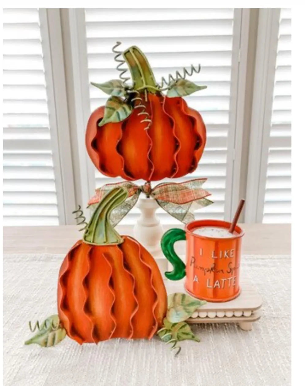 Mini Orange Pumpkins Set of 2 Metal Stakes