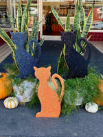 Load image into Gallery viewer, Fall/Halloween: Glittered Black Cat, Orange, &amp; Midnight Set of 3 Metal Stakes
