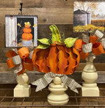 Load image into Gallery viewer, Mini Orange Pumpkins Set of 2 Metal Stakes
