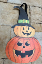 Load image into Gallery viewer, Stacked Jack O&#39; Lanterns Door Hanger
