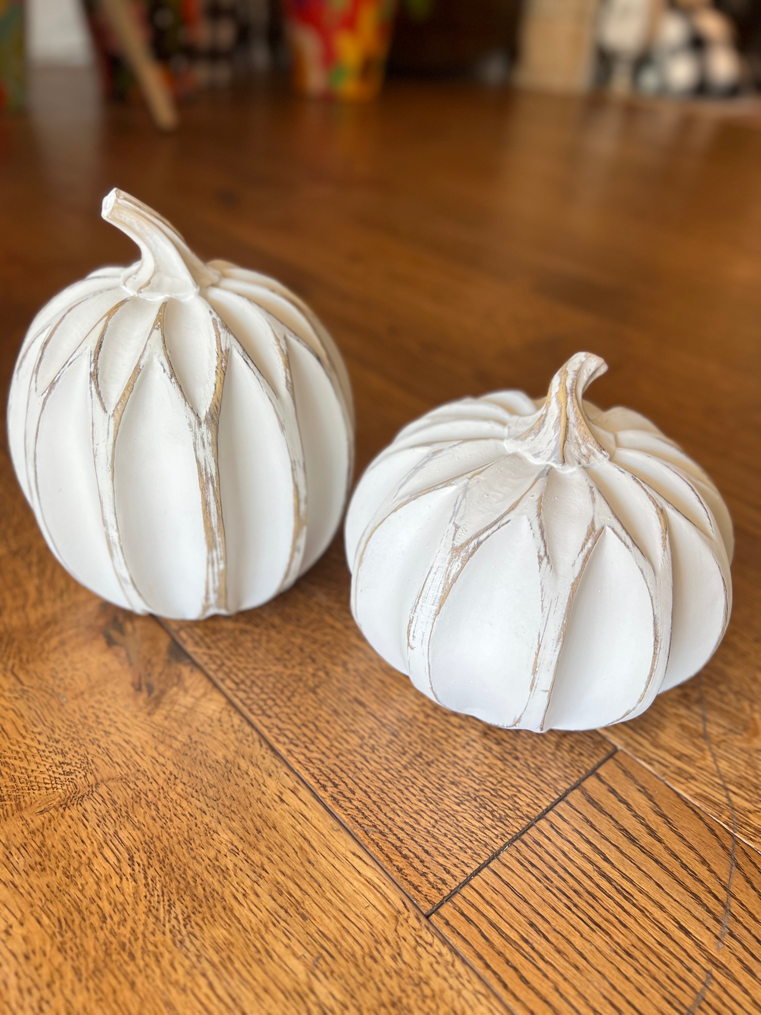 Set of 2 White Pumpkins