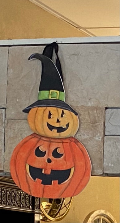 Stacked Jack O' Lanterns Door Hanger