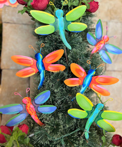 Bright Set of Metal Dragonfly Stakes