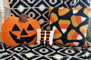 Jack O Lantern Hooked Pillow