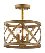 Load image into Gallery viewer, New! Aged Gold Lantern Style Semi-Flush Light
