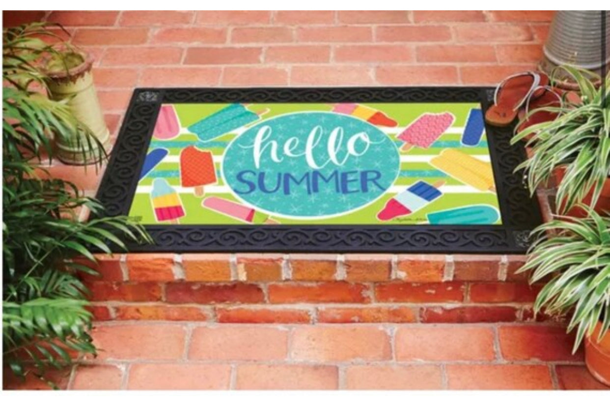 Hello Summer Popsicle Door Mat Outdoor