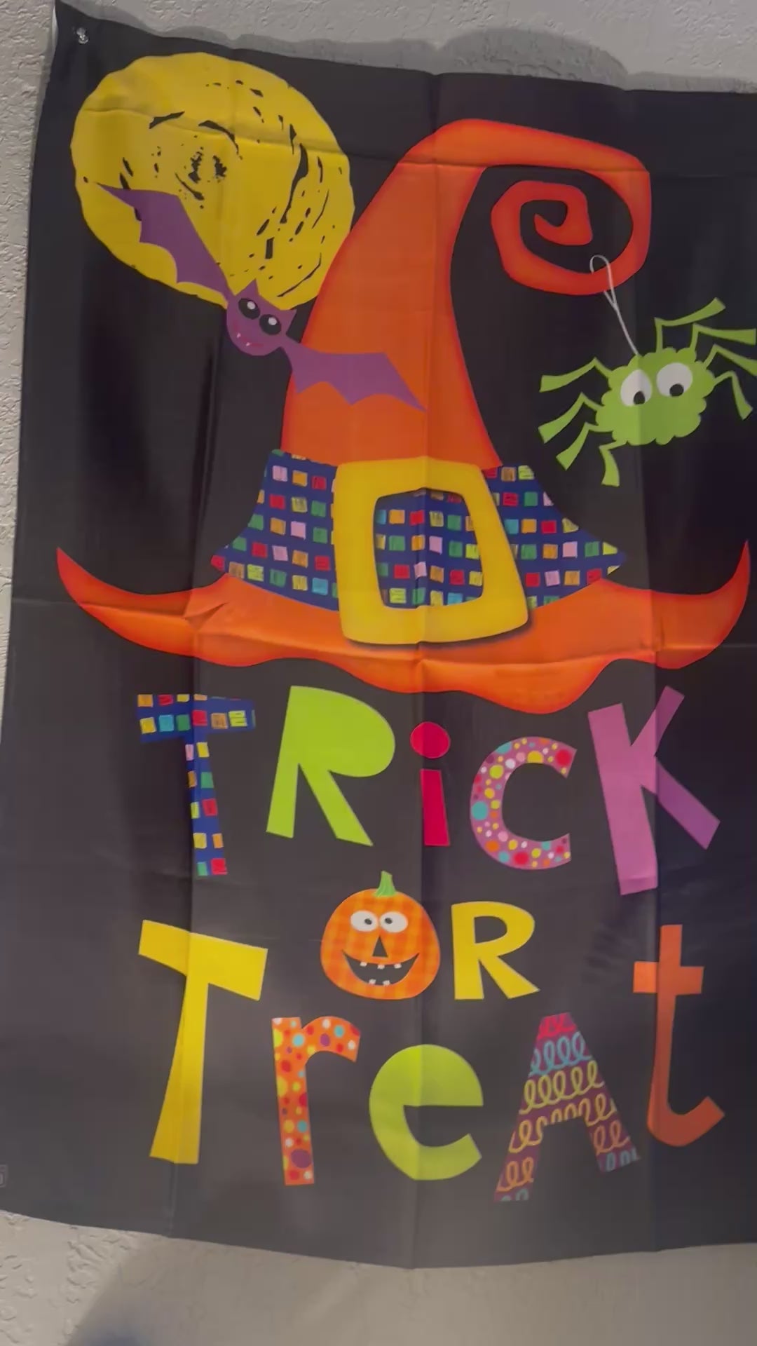 Large Black Orange Witch’s Hat Trick or Treat Flag Outdoor
