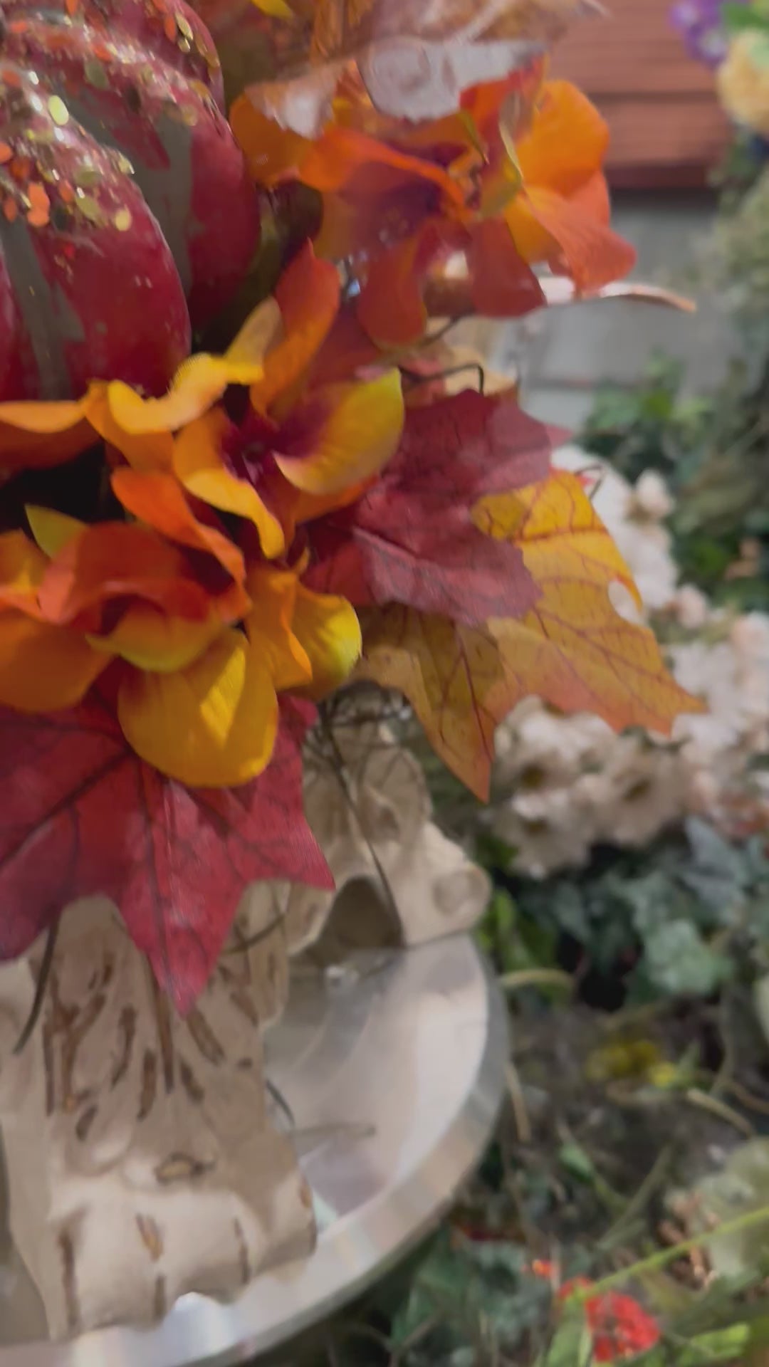 Fall Floral Arrangement on tile, Pedestal Optional