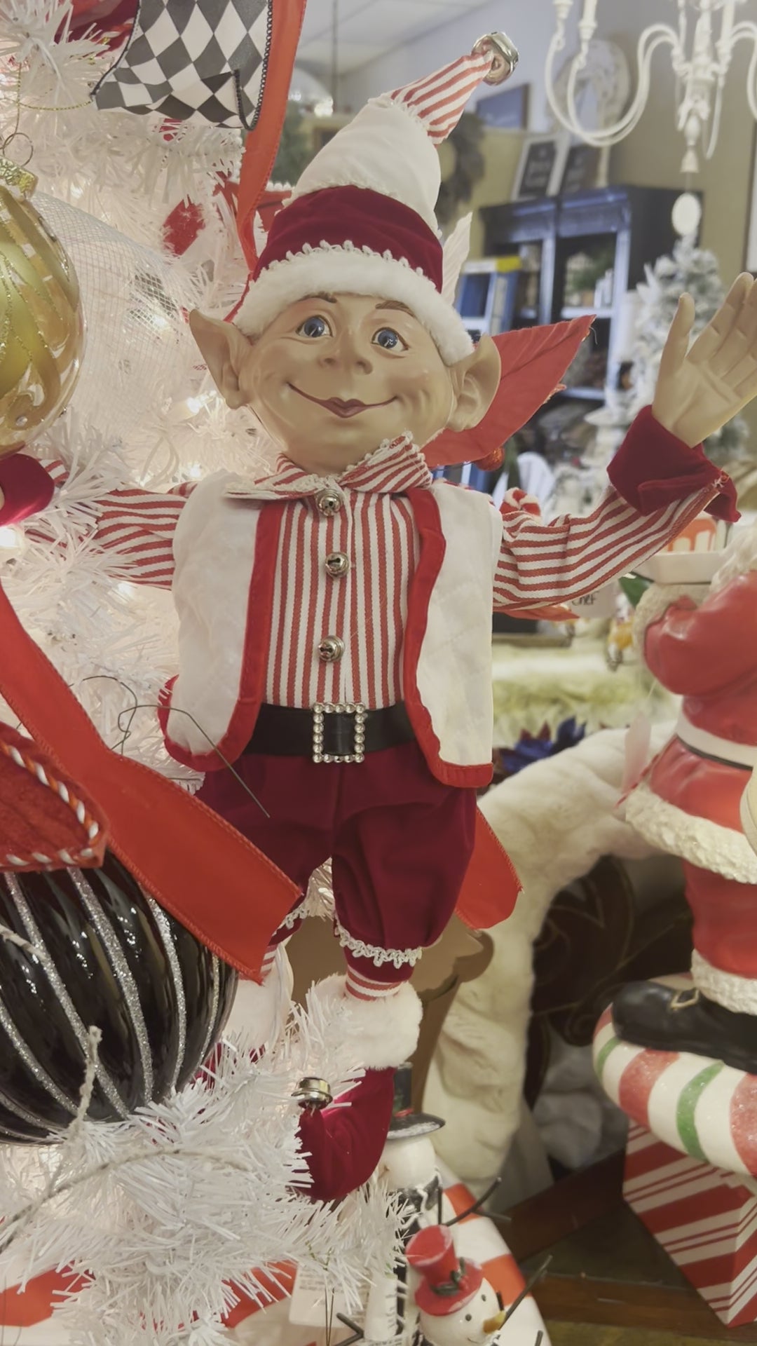 Posable Red & White Elf 22” with Bells