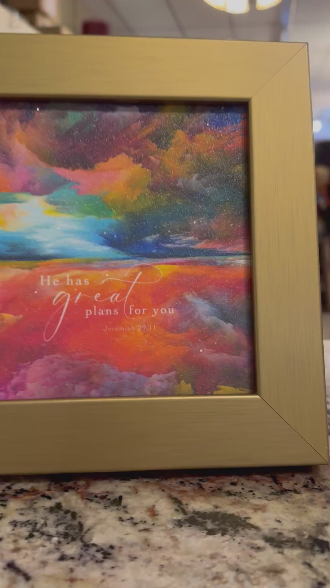 He Has Great Plans For You Gold Wood Framed Shimmering Picture