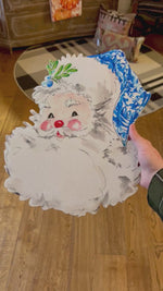 Load and play video in Gallery viewer, Blue and White Santa Metal Outdoor/Indoor Stake Christmas
