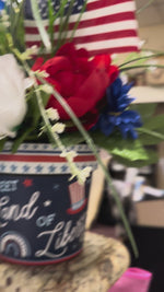 Load and play video in Gallery viewer, Americana Floral Arrangement Sweet Liberty 6” Pot Red, White, and Blue
