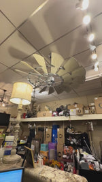 Load and play video in Gallery viewer, Quorum 60” 96015-9 Galvanized Windmill Indoor Ceiling Fan Silver Finish
