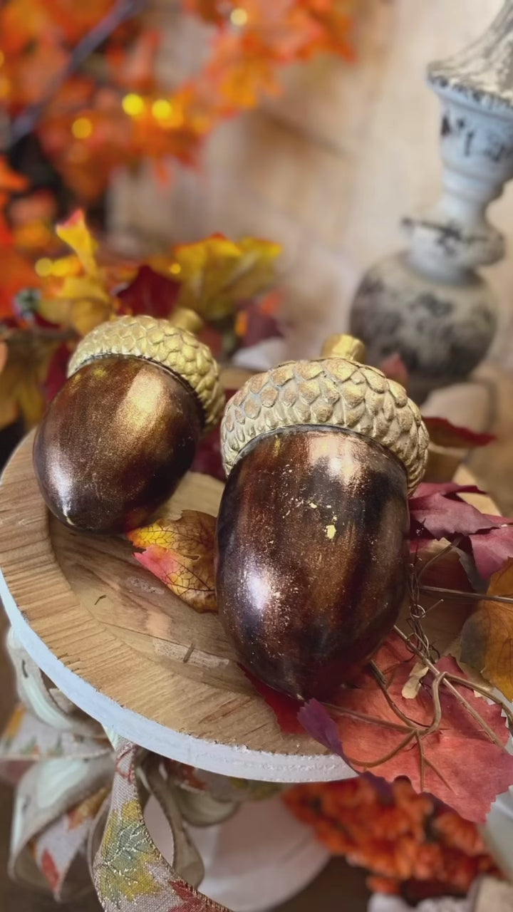 Elegant Fall Bronze & Gold Acorns