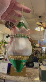 Load and play video in Gallery viewer, Green Santa with Bling Blown Glass Ornament Mark Roberts

