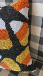 Load and play video in Gallery viewer, Candy Corn Hook Pillow 18”x18”
