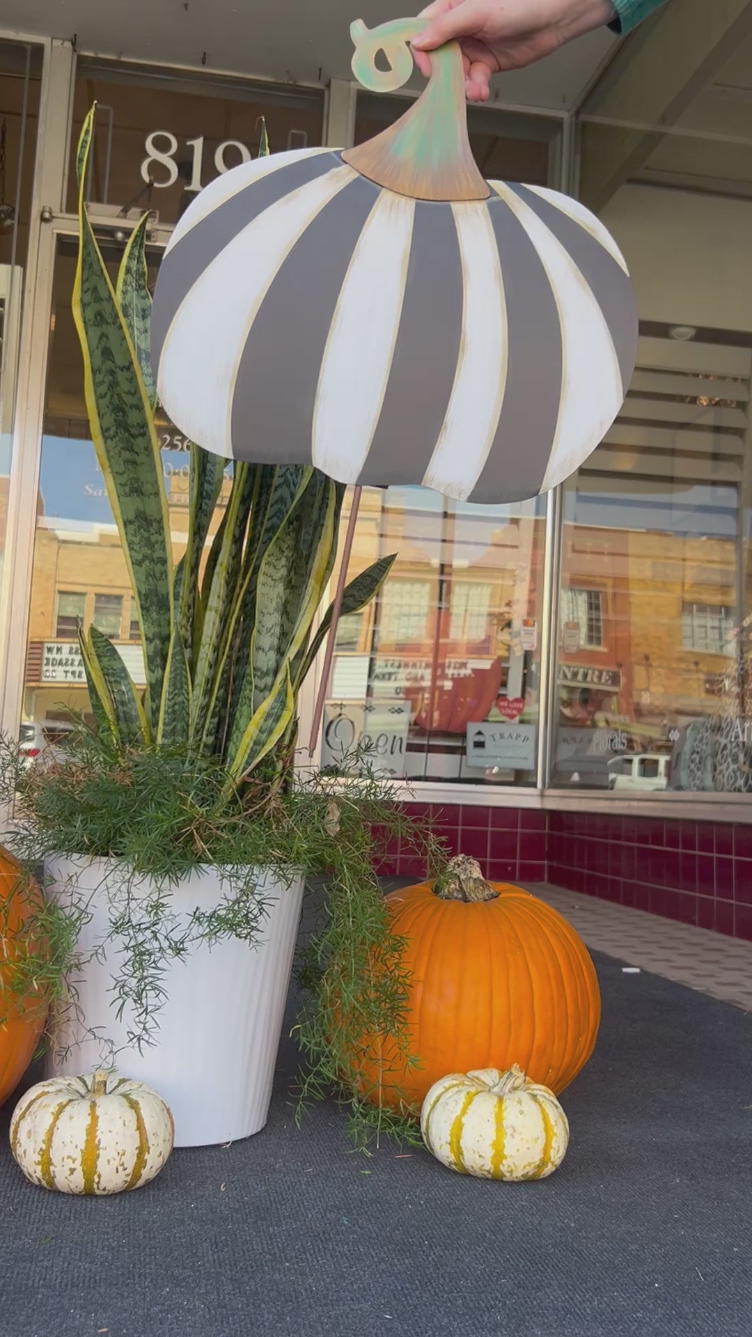 Bundle of (4) Black & White Stripe Pumpkins