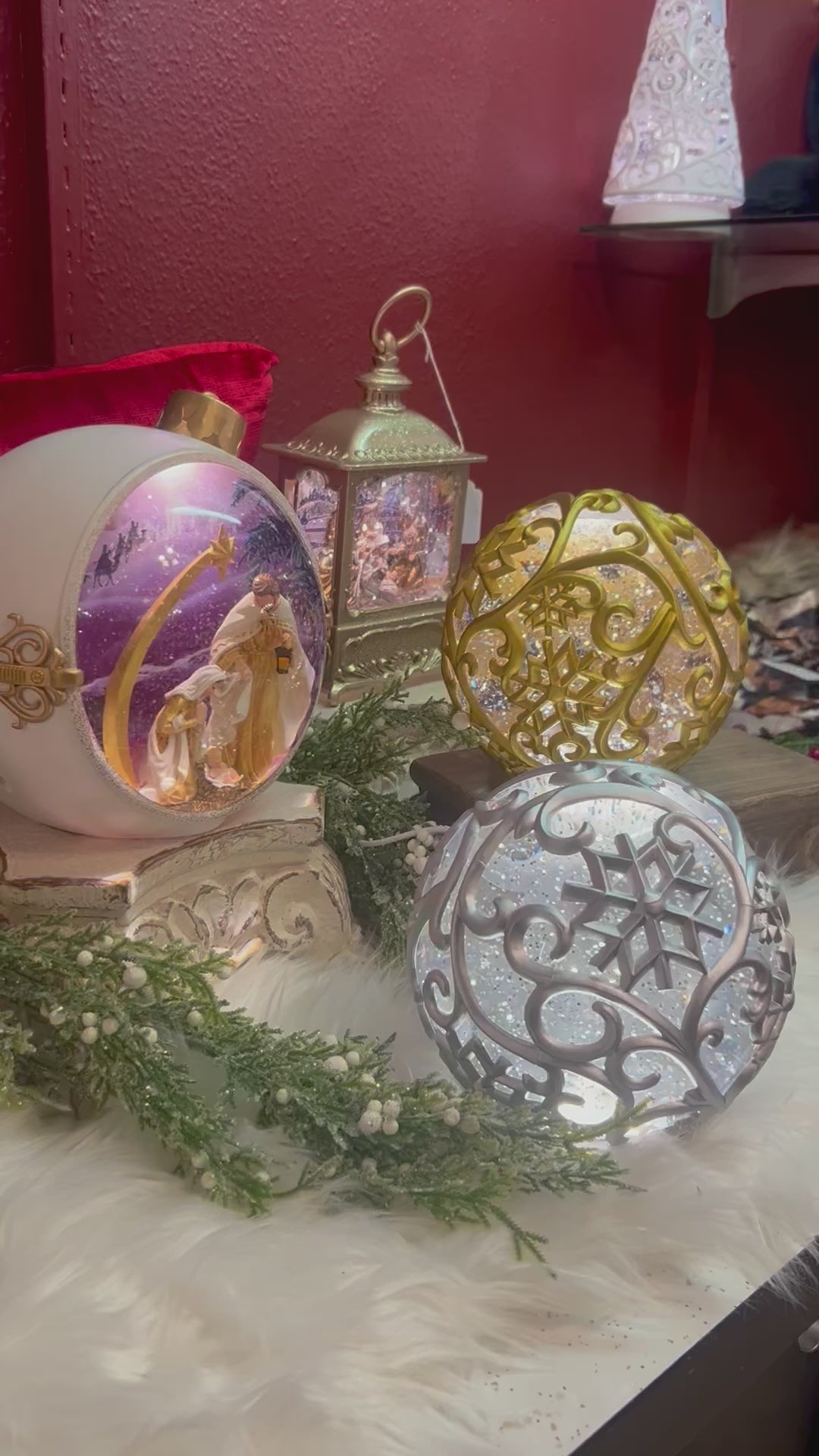 Silver Snowflake Water Globe with Swirling Water and Snow