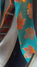 Load and play video in Gallery viewer, Fall Teal Copper Bow Leaves and Plaid Patterns
