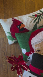 Load and play video in Gallery viewer, Christmas Black Lab Red Hooked Pillow
