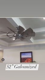 Load and play video in Gallery viewer, Quorum 52” 95210-9 Galvanized Windmill Indoor Ceiling Fan Silver Finish
