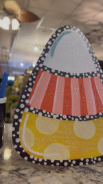 Load and play video in Gallery viewer, Whimsy Set of 3 Candy Corn Metal Stakes with Easels
