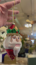 Load and play video in Gallery viewer, Red Santa with Bling Blown Glass Ornament Mark Roberts
