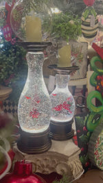 Load and play video in Gallery viewer, Red Cardinal Snow Globe LED Candlesticks Set of 2
