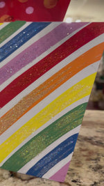 Load and play video in Gallery viewer, Happy Birthday Packages Metal Stake with Attached Easel Polka Dots and Stripes
