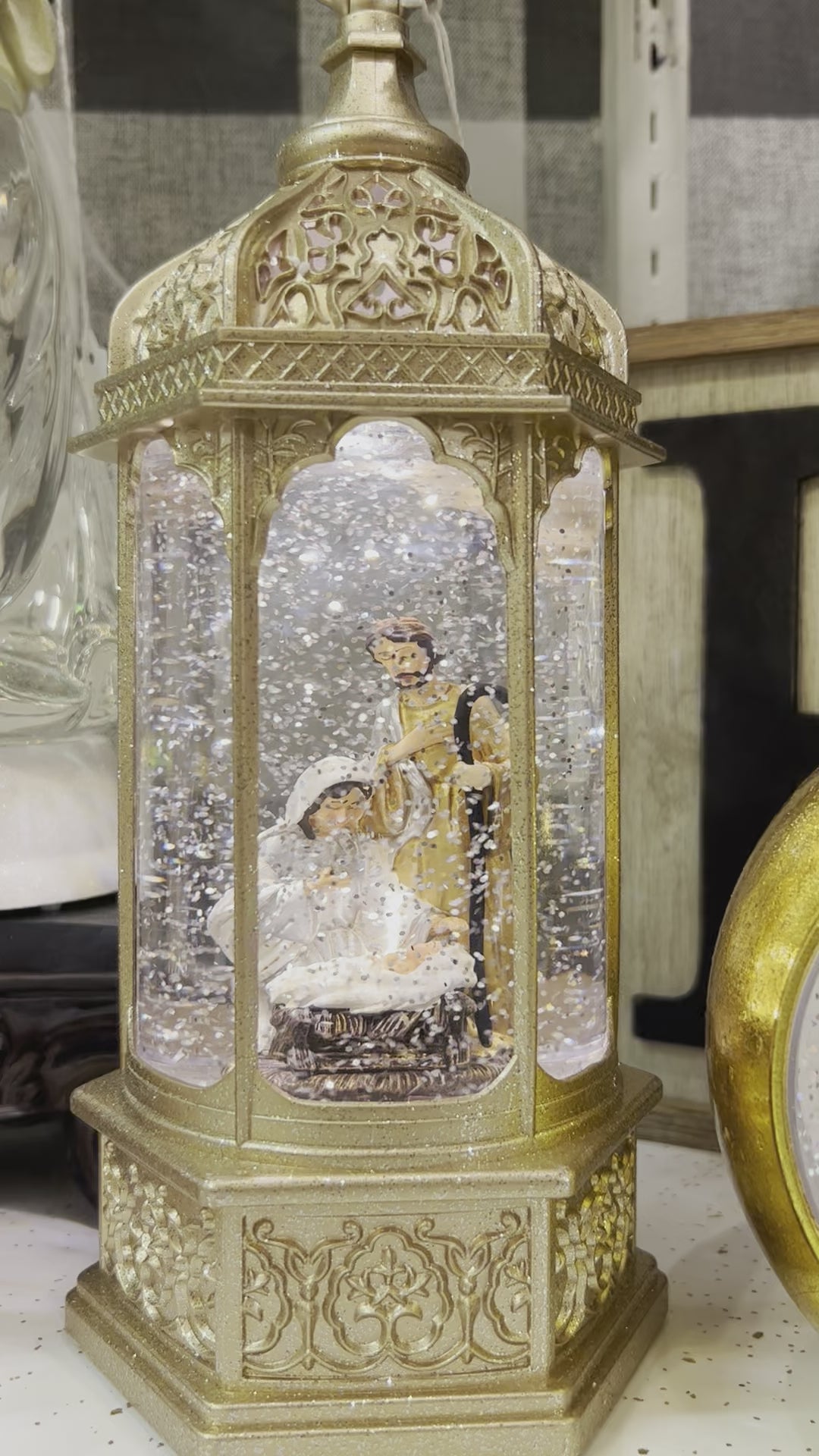 Gold Holy Family Ornate Snow Globe